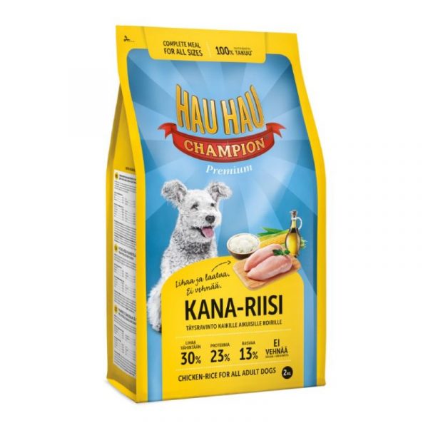 HAU-HAU CHAMPION KANA-RIISI TÄYSRAVINTO 2 KG