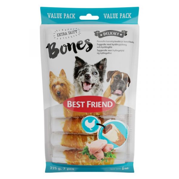 BEST FRIEND BONES PURURULLA KANATÄYTTEELLÄ JA KANAFILEELLÄ 7 KPL 225 G