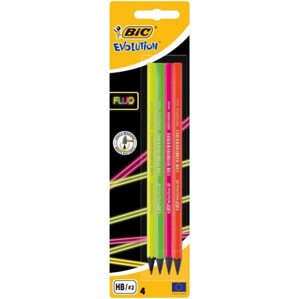 BIC EVOLUTION FLUO LYIJYKYNÄ 4 KPL