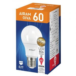 AIRAM OIVA LED-LAMPPU 9 W E27 3000 K
