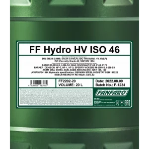 FANFARO HYDRAULIIKKAÖLJY HV ISO 46 20L