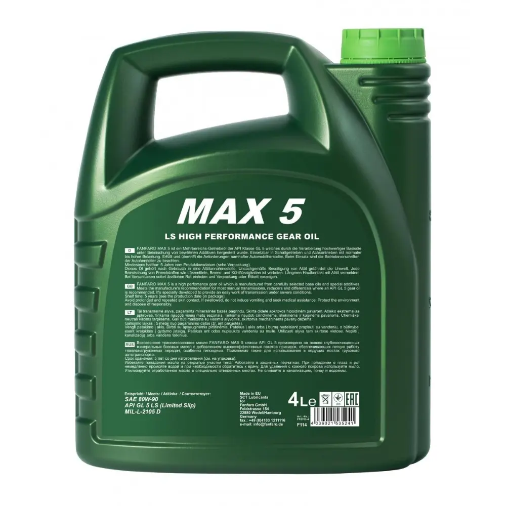 FANFARO MAX5 LS GL-4/GL-5 80W-90 4L