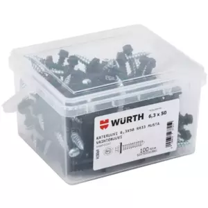 WURTH VAIHTOKATERUUVI 6,3X50MM RR33 MUSTA 100KPL