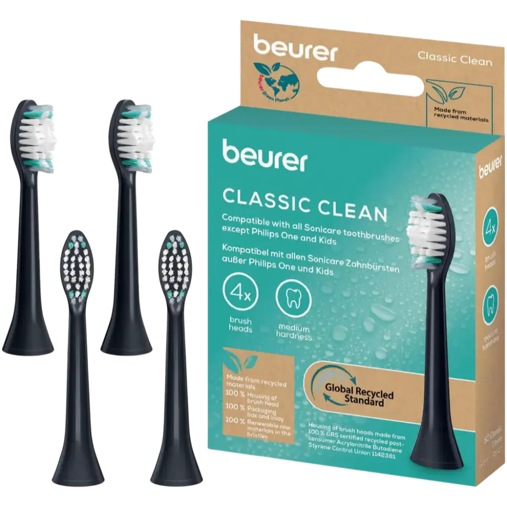 BEURER SC CLASSIC CLEAN VAIHTOHARJOJASONIC-SÄHKÖHAMMASHARJAAN4KPL