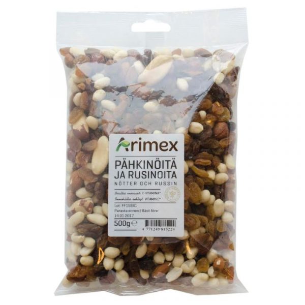 ANIMEX PÄHKINÖITÄ JA RUSINOITA 500G
