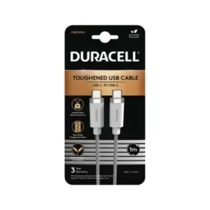 Duracell Premium valkoinenkaapeli1m punottuUSBC-Ckevlar