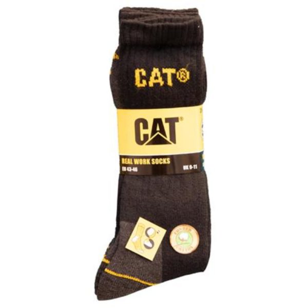 CAT 3PR WORK SOCKS BLACK 39-42