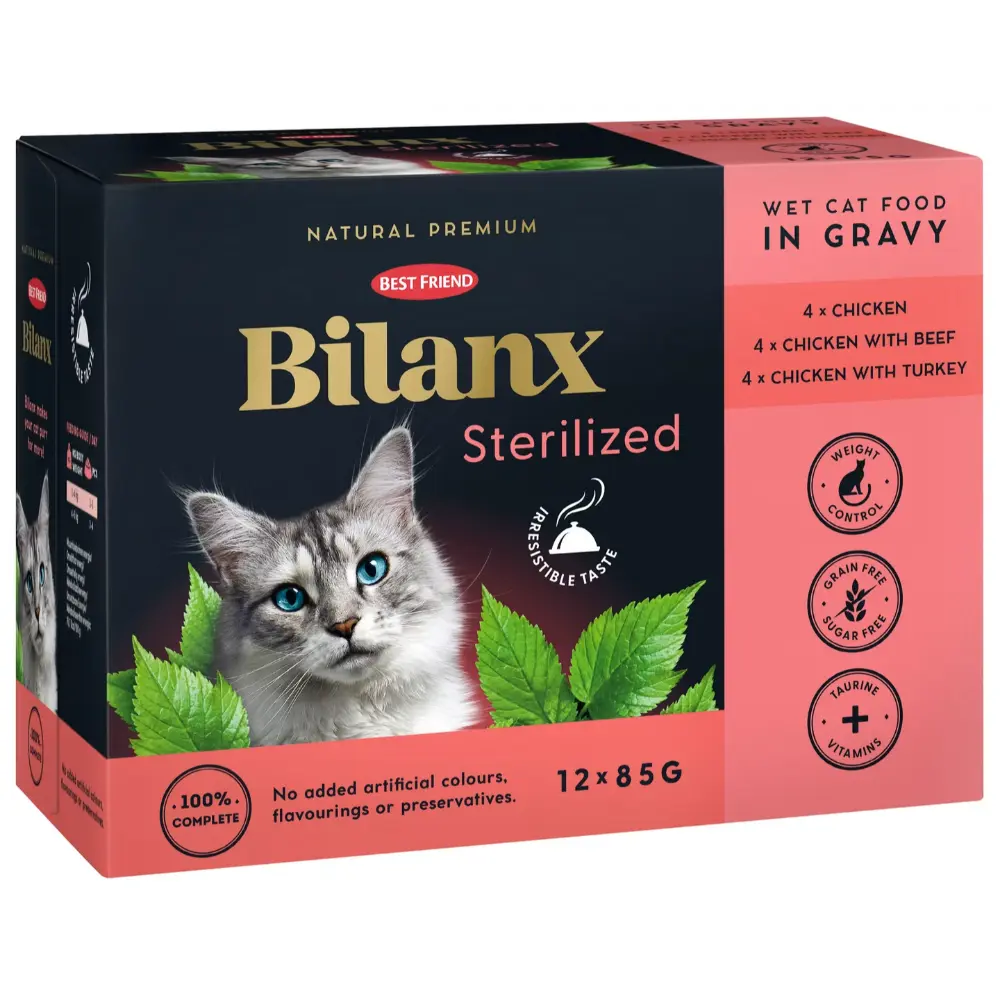 BILANX STERILIZED LAJITELMA KASTIKKEESSA 12X85G