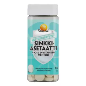 SANA-SOL SINKKIASETAATTI+C&D-VITAMIINI MENTOLI IMESKELYTABLETTI