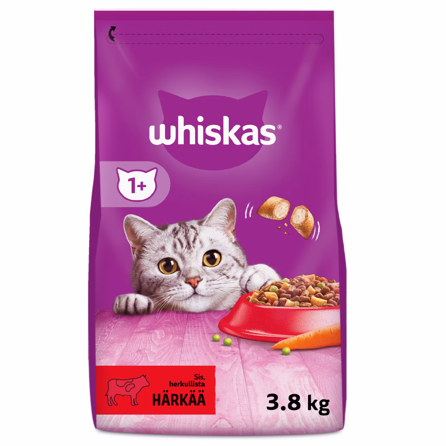 WHISKAS 1+ KISSAN KUIVARUOKA HÄRKÄÄ 3,8KG