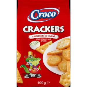 CROCO CRACKERS SOUR CREAM&ONION 100G