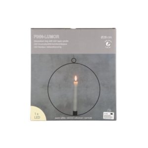 FINNLUMOR LED-KRUUNUKYNTTILÄ 28CM KORISTE RENKAASSA 3D LIEKKI