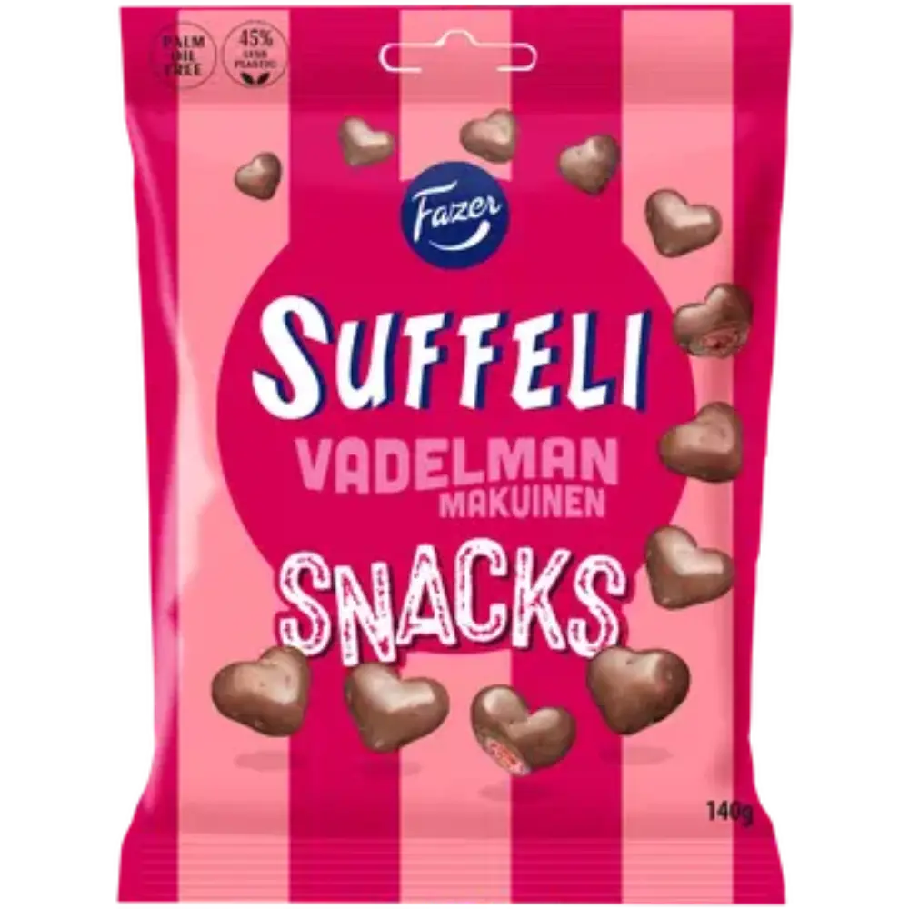 FAZER SUFFELI SNACKS VADELMA 140G KARKKIPUSSI