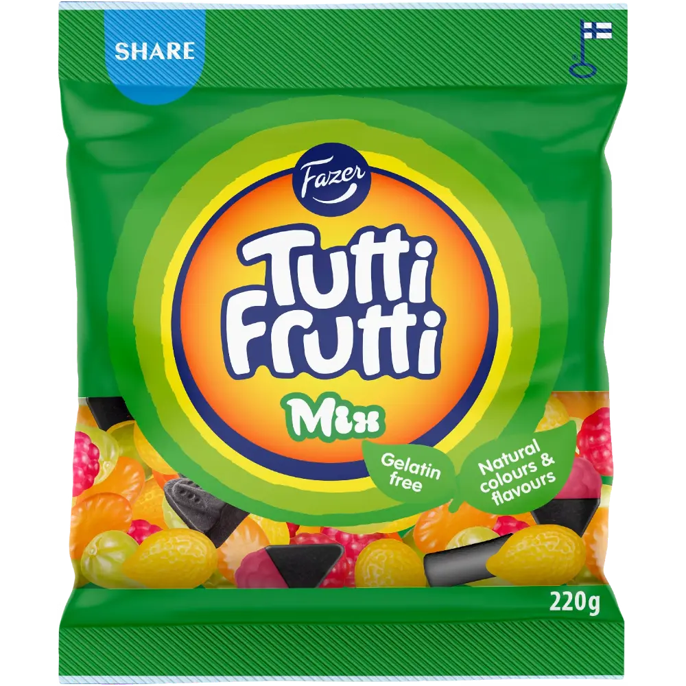 FAZER TUTTI FRUTTI MIX 220G KARKKIPUSSI