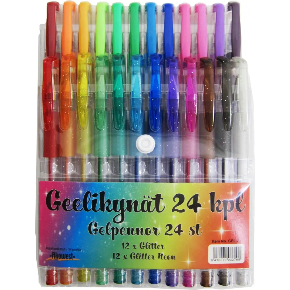 AKOWEST GLITTER GEELIKYNÄT 24KPL