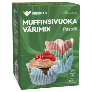 FREDMAN MUFFINSSIVUOKA VÄRIMIX PASTELLI 45KPL