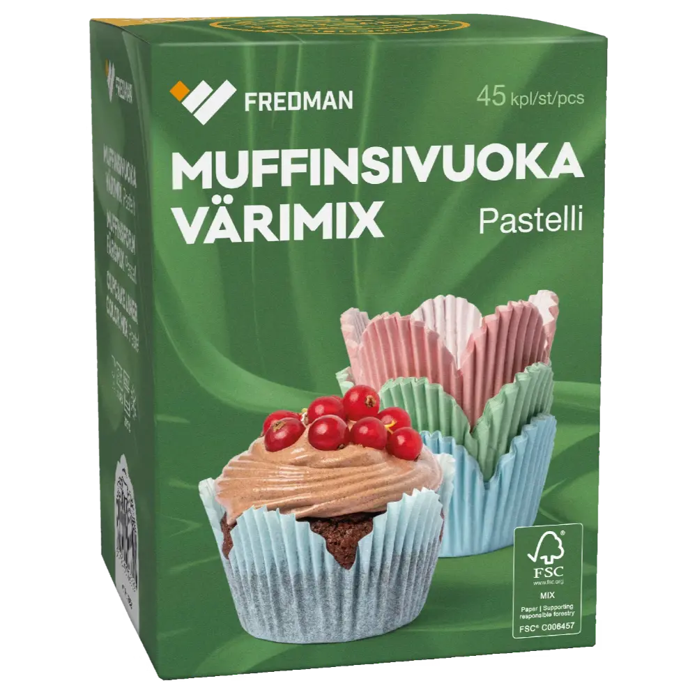 FREDMAN MUFFINSSIVUOKA VÄRIMIX PASTELLI 45KPL