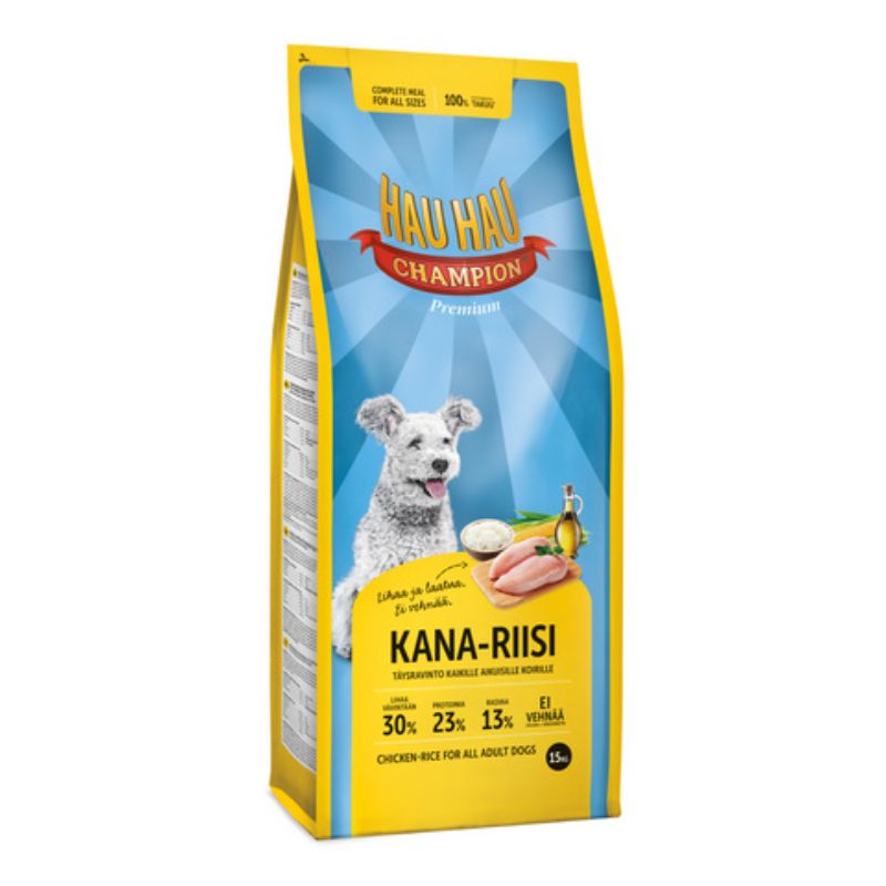HAU HAU CHAMPION KANA-RIISI TÄYSRAVINTO 15 KG