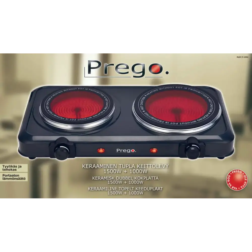 KEITTOLEVY KERAAMINEN 2-OSAINEN 1500W+1000W PREGO