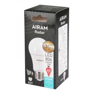 AIRAM RADAR LED-LAMPPU 10 W E27 4000 K LIIKETUNNISTIMELLA