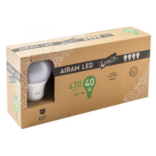 AIRAM LED-LAMPPU 6 W E27 4-PACK
