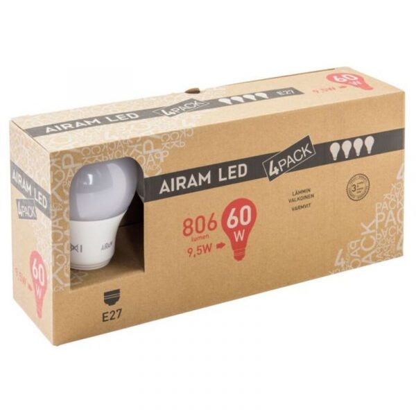 AIRAM LED-LAMPPU 9,5 W E27 4-PACK