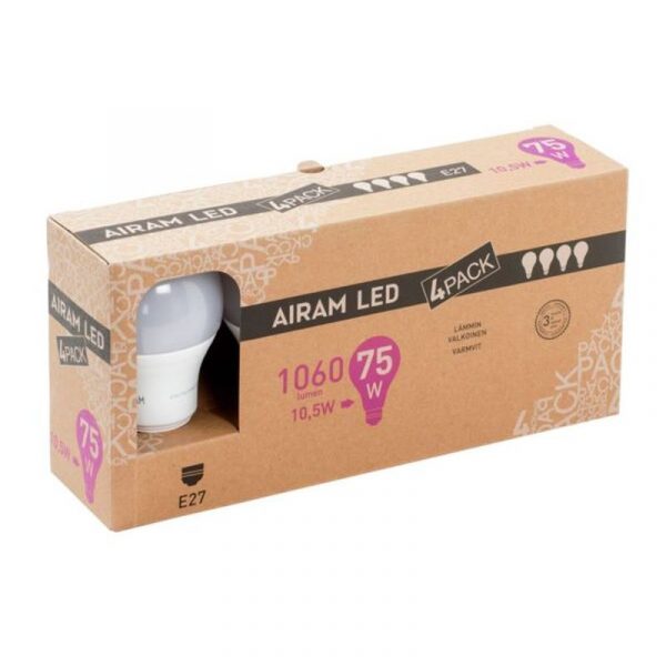 AIRAM LED-LAMPPU 10,5 W E27 4-PACK