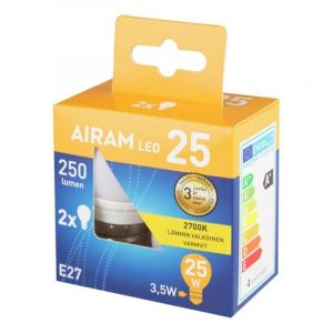 AIRAM LED-LAMPPU 3,5 W E27 2 KPL
