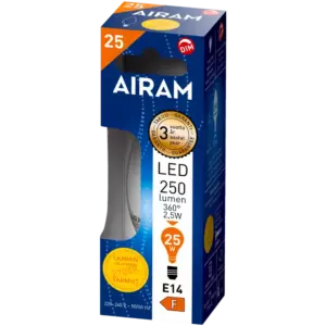 AIRAM ONNI LED-KYNTTILÄLAMPPU E14KIRKAS2700K250LM HIMMENNETTÄVÄ3,5W