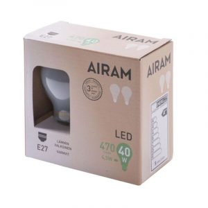 AIRAM LED-LAMPPU HIMMEÄ 4,5 W E27 2-PACK
