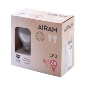 AIRAM LED-LAMPPU 7 W E27 HIMMEÄ 2 KPL