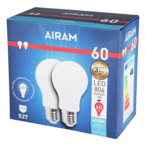 AIRAM LED-LAMPPU 7 W E27 2 KPL