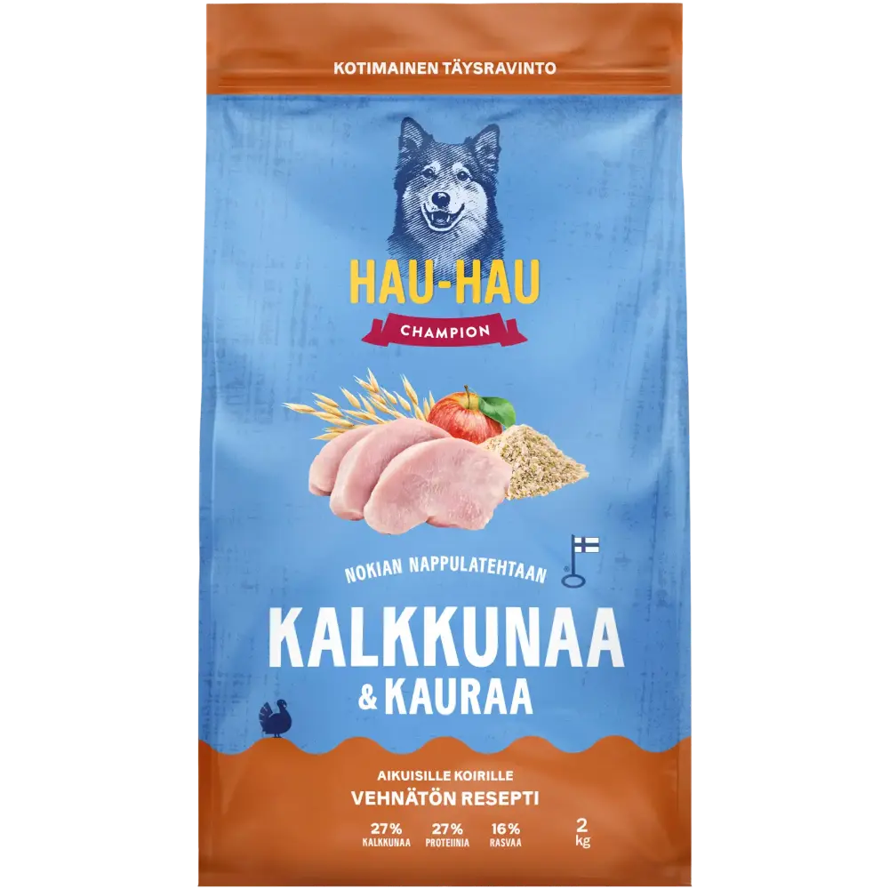 HAU-HAU CHAMPION KALKKUNAA JA KAURAA TÄYSRAVINTO 2KG