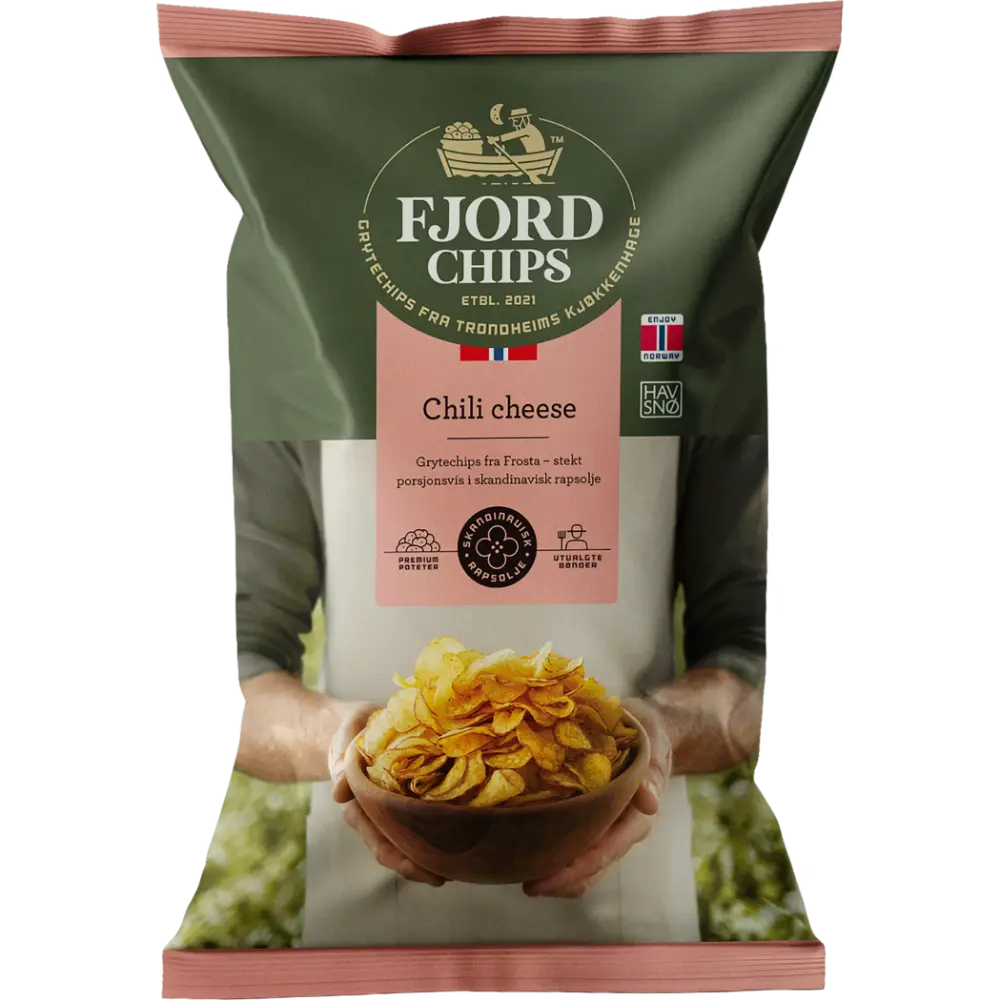 FJORDCHIPS CHILI-JUUSTO PERUNALASTUT 150G