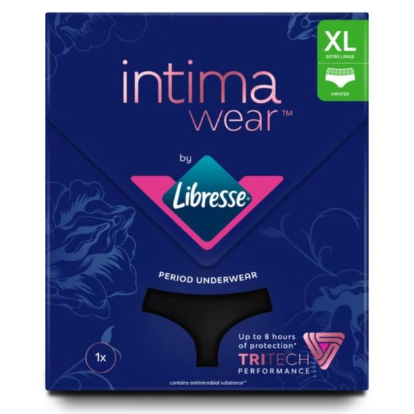 LIBRESSE INTIMAWEAR HIPSTER BLACK XL KUUKAUTISALUSHOUSUT