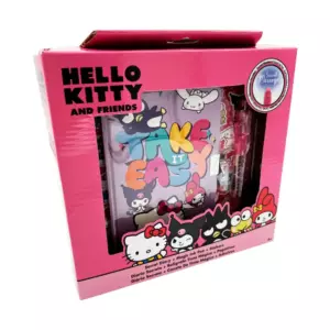 HELLO KITTY&FRIENDS SALAINEN PÄIVÄKIRJA SETTI, TAIKAMUSTEKYNÄ&TARROJA