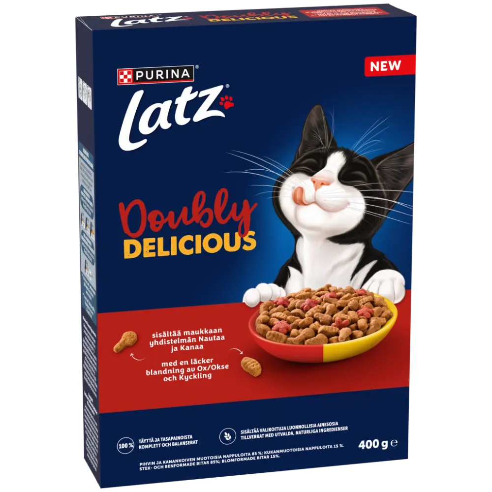 LATZ DOUBLYDELICIOUS ADULT NAUTA,KANA&PUNAJUURI KISSAN KUIVARUOKA400G