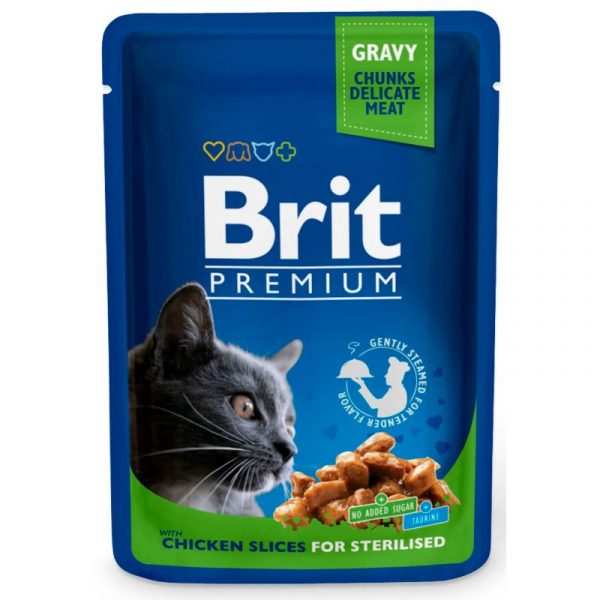 BRIT CAT KANA KASTIKKEESSSA STERILOIDUILLE KISSOILLE 100G