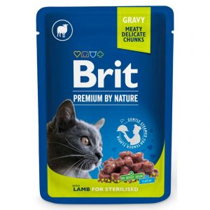 BRIT CAT LAMMASTA KASTIKKEESSA STERILOIDUILLE KISSOILLE 100G