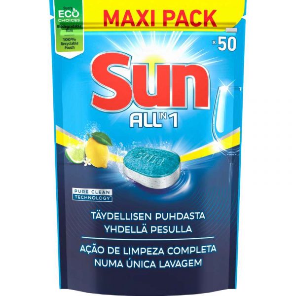 SUN ALL-IN-1 LEMON KONETISKITABLETTI 50 KPL