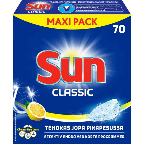 SUN CLASSIC LEMON KONETISKITABLETTI 70 KPL