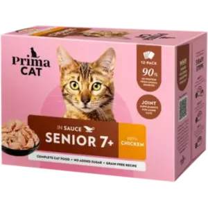 PRIMACAT 12X85G SENIOR KANAA KASTIKKEESSA