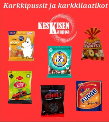 Karkkipussit ja karkkilaatikot